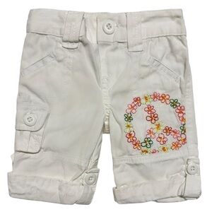 Koala Kids Peace Sign White Capri Pants